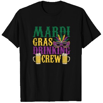 Discover Mardi Gras Drinking Crew Carnival Beads Mask T Shirts