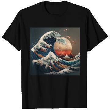 Discover Great Wave Retro sunset Japanese art T Shirts