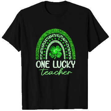 Discover One Lucky Teacher, Rainbow Shamrock Green Clover T Shirts
