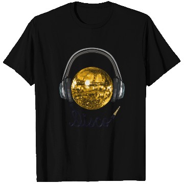 Discover Gold Disco Ball Music Headphones T Shirts