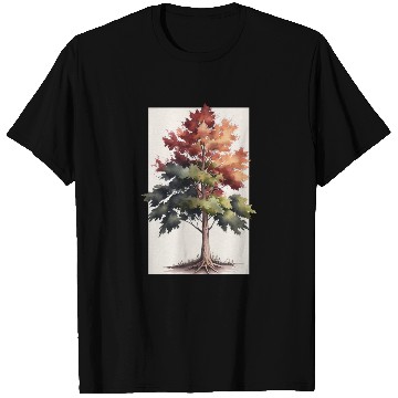 Discover Serene Watercolor Maple Tree Art T Shirts