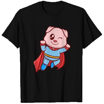 Discover cute super pig cartoon icon illustration gifts T Shirts