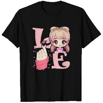Discover Love Saranghae Finger Heart Korean Anime Chibi Kpo T Shirts