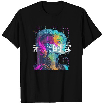 Discover Binary Cyberpop Girl Japanese Futurism Aesthetic T Shirts