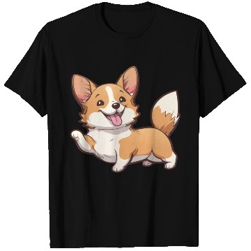 Discover Happy Kawaii Corgi dog T Shirts