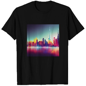 Discover Dubai silhouette skyline abstract art T Shirts
