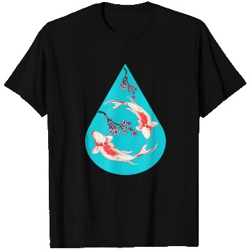 Discover Serenity Koi Fish Raindrop Cheri Blossom Zen T Shirts