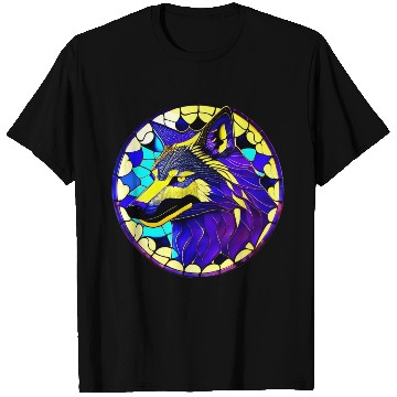 Discover Moonlit Majesty The Art of Stained Glass Wolves T Shirts