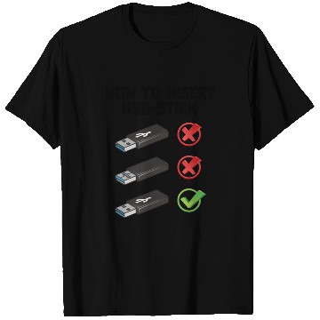 Discover How To Insert USB Stick Funny Programmer Meme T Shirts