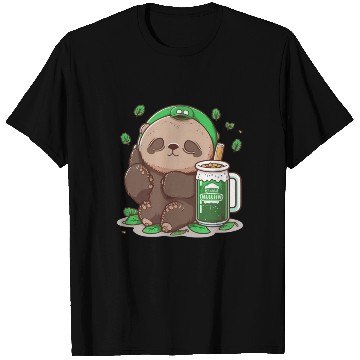 Discover Sloth drinking beer sloth wear irish sunglass T Shirts