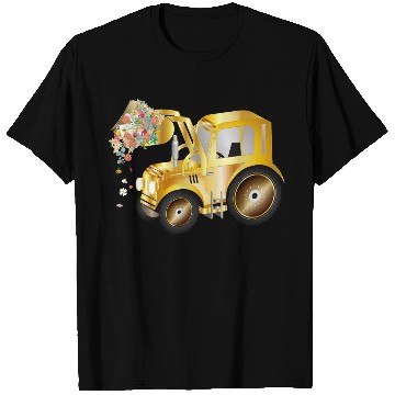 Discover Tractor front loader with blossom flowers T Shirts