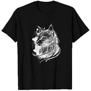 Discover Cute Space Cat In Tattoo Style T Shirts