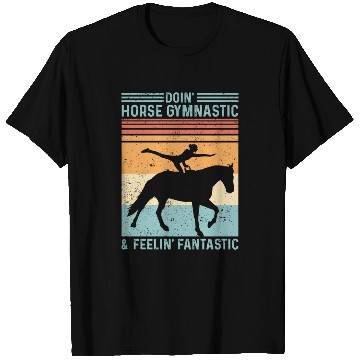 Discover Funny Equestrian Horse Vaulting Retro T Shirts