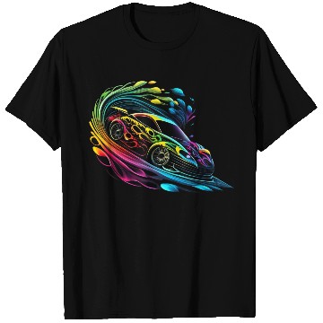 Discover Fantasy Racing Sports Car Exotic Rainbow Flames T Shirts