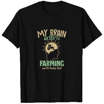 Discover My Brain is 95% Farming Agriculture Rancher Farmer T Shirts