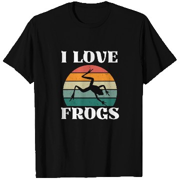 Discover I LOVE FROGS RETRO SUNSET T Shirts
