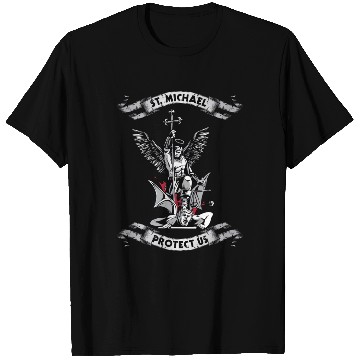 Discover Archangel Saint Michael Protect Us Defend Us Long T Shirts