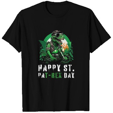 Discover Happy St PaT-Rex Dinosaur Saint Patricks Day Biker T Shirts