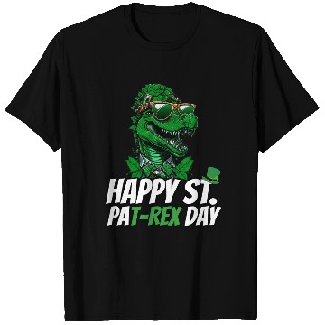 Discover Happy St PaT-Rex Dinosaur Saint Patricks Day Biker T Shirts