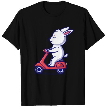 Discover Cute bunny riding scooter icon illustration T Shirts