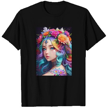 Discover Spring Girl with a bouqet of flowers garland #8 T Shirts
