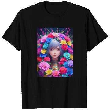 Discover Spring Girl with a bouqet of flowers garland #13 T Shirts