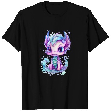 Discover Cute aqua and purple watercolor dragon T Shirts