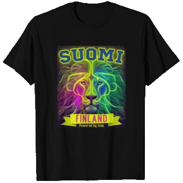 Discover Neon Suomi Finland Lion powered by Sisu T Shirts
