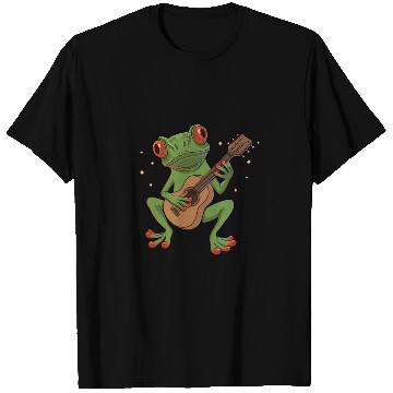 Discover Red Eyed Frog playing Guitar Design for a Guitar T Shirts