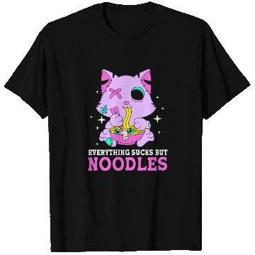 Discover Pastel Goth Cat Ramen Everything Sucks But Noodles T Shirts