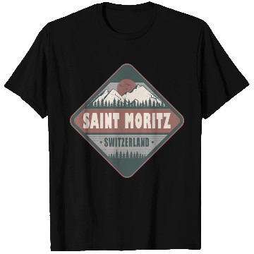Discover Saint Moritz Switzerland Vintage Hiking Design T Shirts