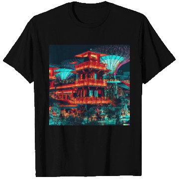 Discover Neon Synthwave Cyber Futuristic Town Retro Future T Shirts