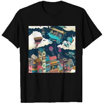 Discover Paradise Cartoon Imagination Dream City T Shirts