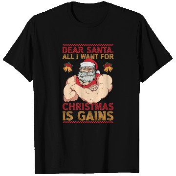 Discover Dear Santa Christmas Gym Training Holiday Workout T Shirts