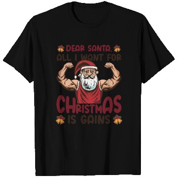 Discover Dear Santa Christmas Gym Training Holiday Workout T Shirts