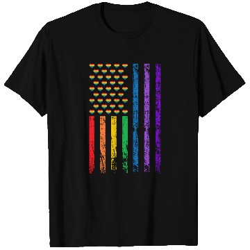 Discover American Flag Rainbow Heart Decor LGBT Pride Month T Shirts