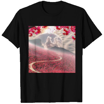 Discover Misty Mountain Cherry Blossom Landscape T Shirts