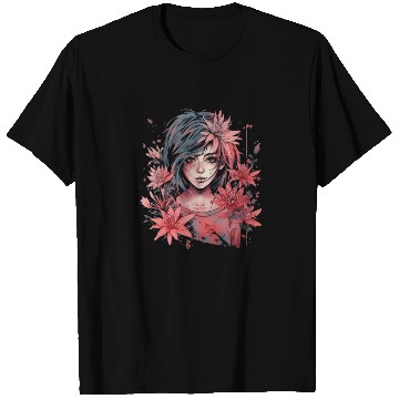 Discover Japanese Spider Lily Soft Anime Aesthetic Flower T Shirts