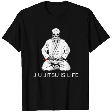 Discover Kneeling Skeleton - Jiu Jitsu is life T Shirts