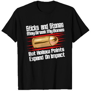 Discover Sticks And Stones Gun Bullets 2nd Amendment T Shirts