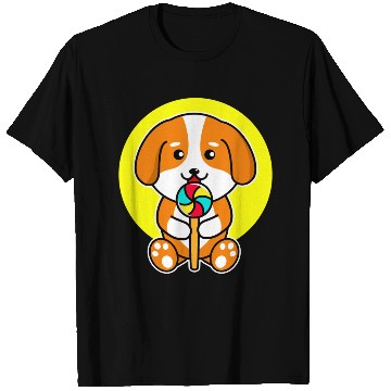 Discover Cute Dog Eating Candy Pet Lover T Shirts