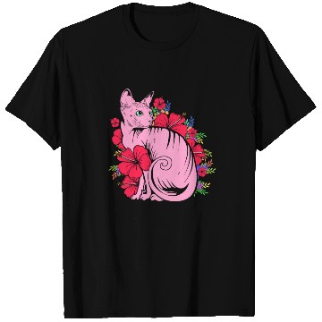 Discover Cat Owner Pet Kitten Sphynx Cat With Flowers T Shirts