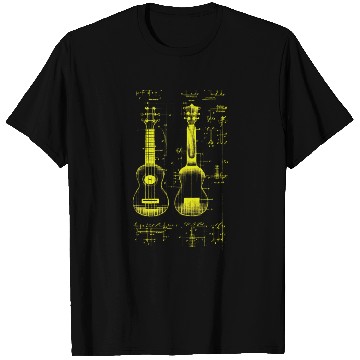 Discover Neon Yellow Ukulele Da Vinci Blueprint T Shirts