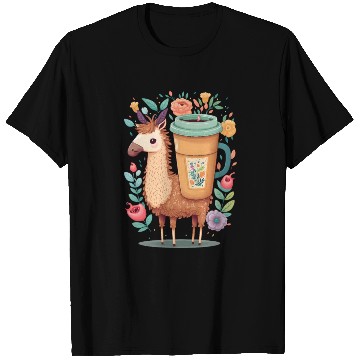 Discover Lama & Coffee Kawaii Anime Floral T Shirts