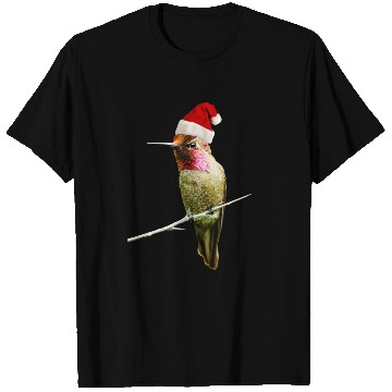 Discover Hummingbird Santa Cute Christmas Hat Design for Bi T Shirts
