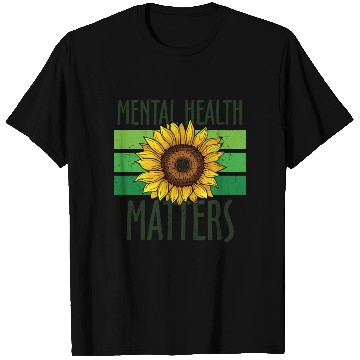 Discover Mental Health Matters Green Sunflower T Shirts