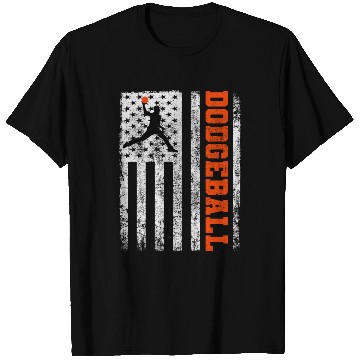 Discover American Flag Dodgeball Player Coach Team Sports T Shirts