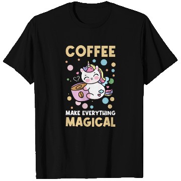 Discover Pink Magical Unicorn Caffeine Coffee Lover T Shirts