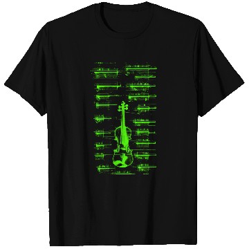 Discover Green Da Vinci Violin Instrument Blueprint T Shirts
