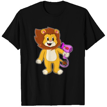 Discover Lion With Hair Dryer T Shirts